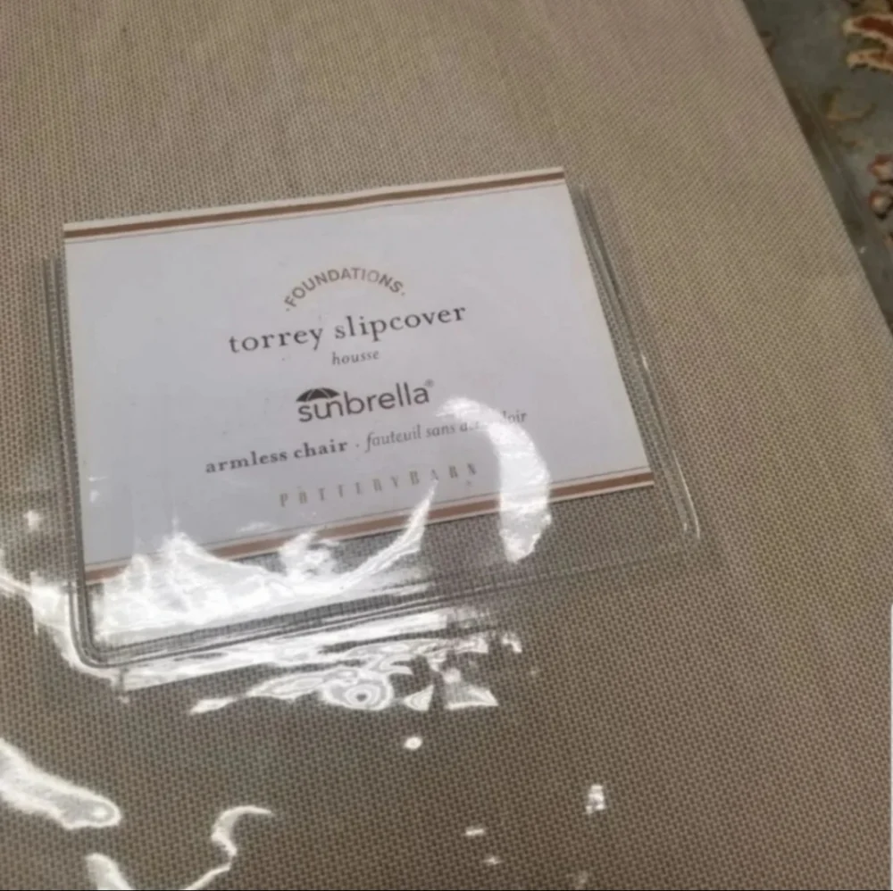 New Pottery Barn Sunbrella Torrey chair SLIPCOVER for cushions beige tan